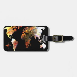 Personalised | Elegant Black World Map Luggage Tag