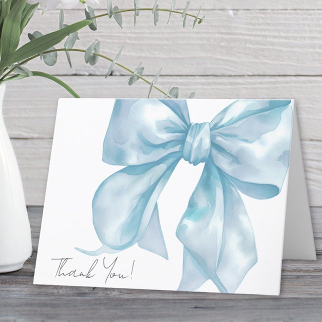 Personalised Elegant Blue Bow Thank You Card (Personalized Elegant Blue Bow Thank You )