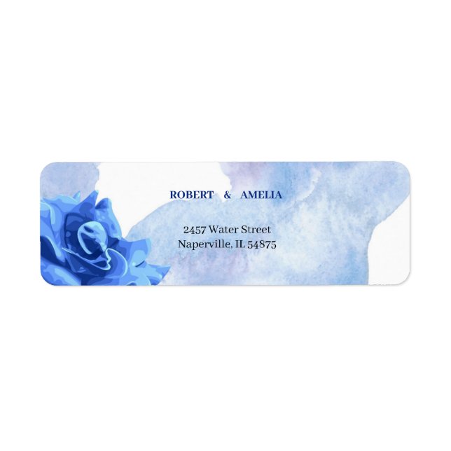 Personalised Elegant Blue Flower Return Address (Front)