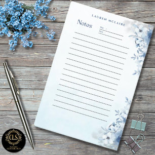 Personalised Elegant Blue Flowers Post-It® Notes
