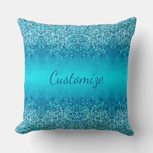 Personalised Elegant Blue Frost Sparkle Pillow