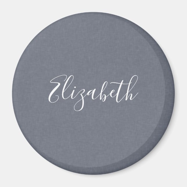 Personalised Elegant Blue Grey Linen Magnet (Front)