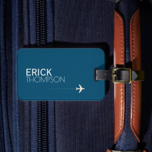 Personalised Elegant Blue Luggage Tag