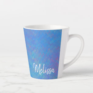 Personalised Elegant Blue Marbled Art Latte Mug