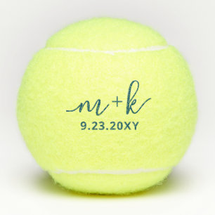 Personalised Elegant Blue Wedding Monogram Tennis Balls
