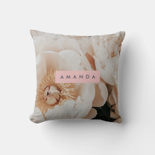 Personalised Elegant Blush Peony Floral Art Cushion