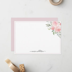 Personalised Elegant Blush Pink Roses and Greenery Card