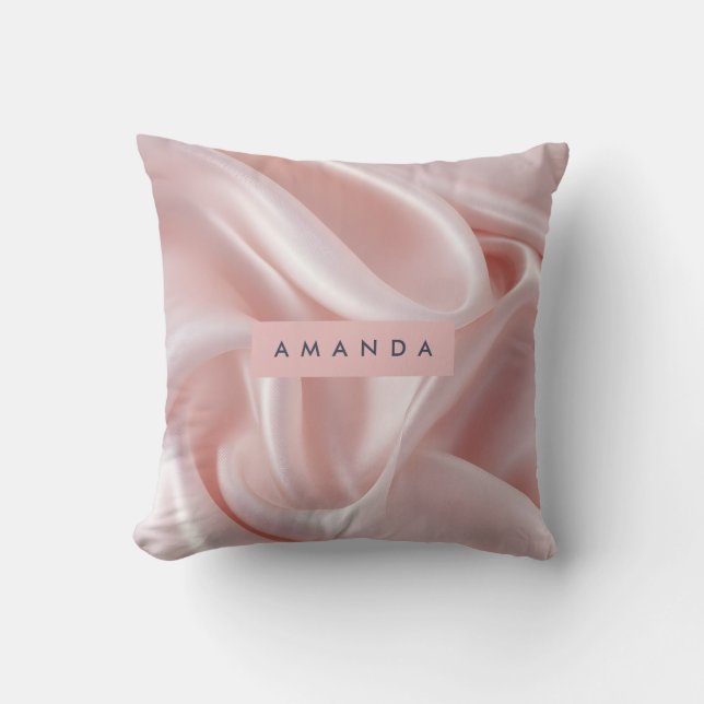 Personalised Elegant Blush Pink Satin Design Cushion (Front)