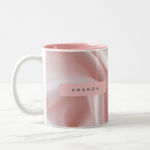 Personalised Elegant Blush Pink Satin Design Two-Tone Coffee Mug