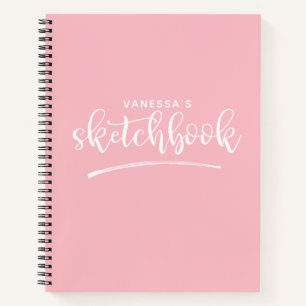 Personalised Elegant Blush Pink Sketchbook Notebook