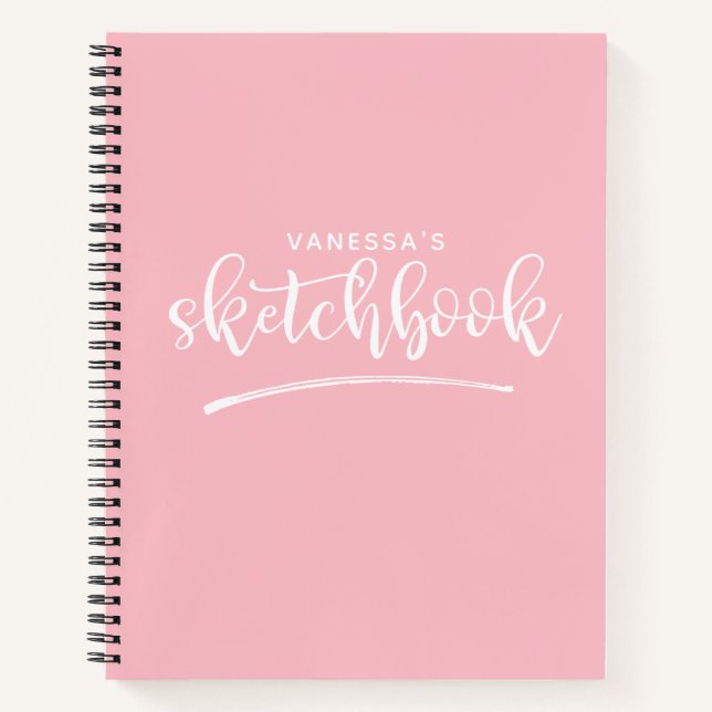 Personalised Elegant Blush Pink Sketchbook  Notebook (Front)