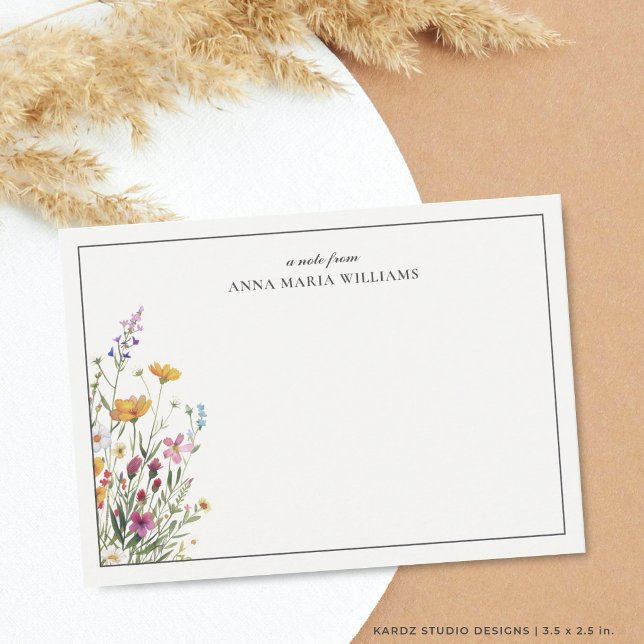  Personalised Elegant Boho Chic Note Card (Card is shown in 3.5 x 2.5 inches, choose paper and corner style. More sizes in collection.)