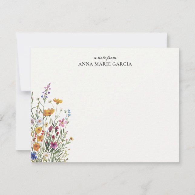Personalised Elegant Boho Floral Note Card (Front)