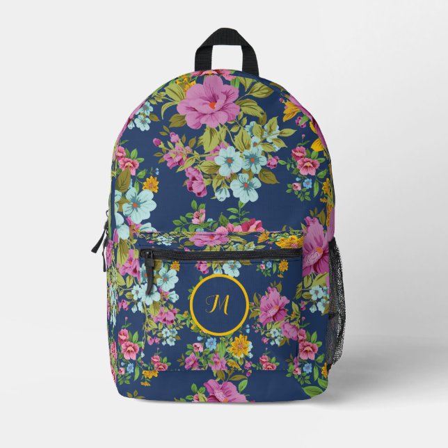 Personalised Elegant Boho Floral Wildflower Printed Backpack (Front)