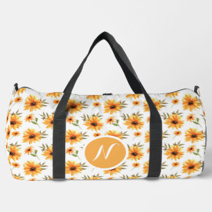 Personalised Elegant Boho Sunflower Wildflower Duffle Bag