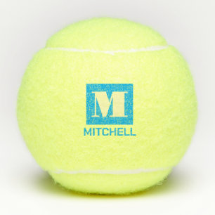 Personalised Elegant Bold Initial Name Bright Blue Tennis Balls