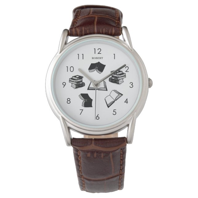 Personalised Elegant Bookish Bibliophile Book Men Watch (Front)