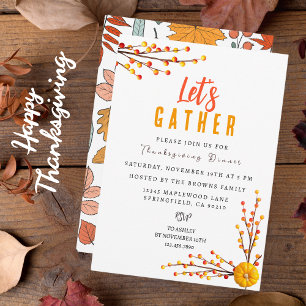 Personalised Elegant Botanical Nature Thanksgiving Invitation