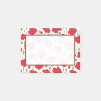 Personalised Elegant Botanical Red Poppy Floral Post-it Notes