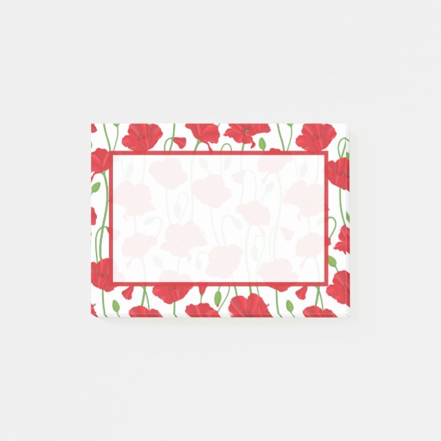 Personalised Elegant Botanical Red Poppy Floral Post-it Notes (Front)