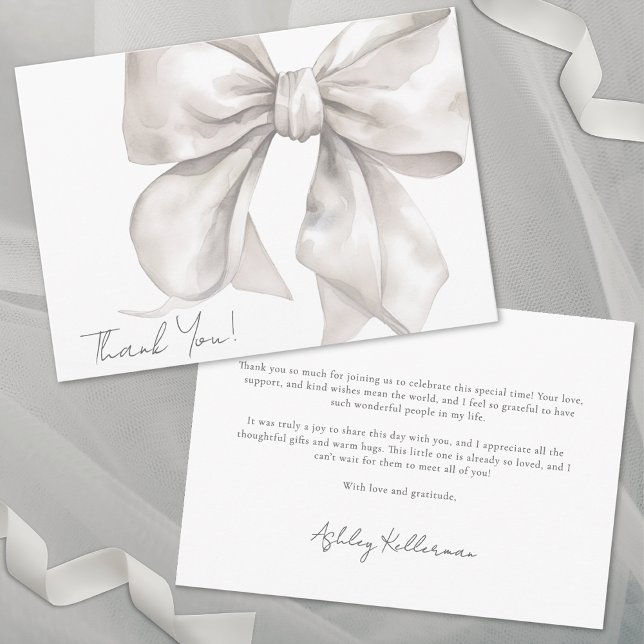 Personalised Elegant Bow Thank You Card (Personalized Elegant Bow Thank You)