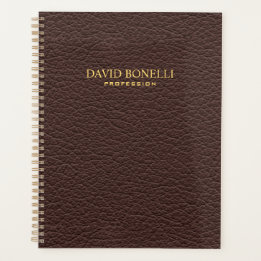 Personalised Elegant Brown Leather Masculine Planner