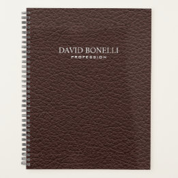 Personalised Elegant Brown Leather Masculine Planner