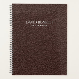Personalised Elegant Brown Leather Masculine Planner
