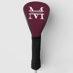 Personalised Elegant Burgundy Monogram and Name Golf Head Cover