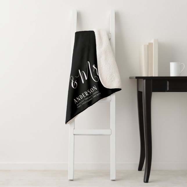 Personalised Elegant Calligraphy Mr. & Mrs. Sherpa Blanket (In Situ)