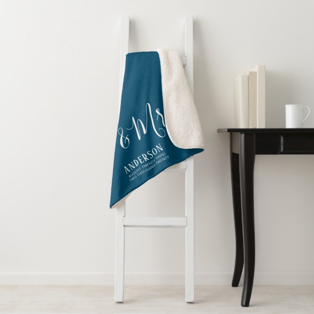 Personalised Elegant Calligraphy Mr. & Mrs. Sherpa Blanket (In Situ)