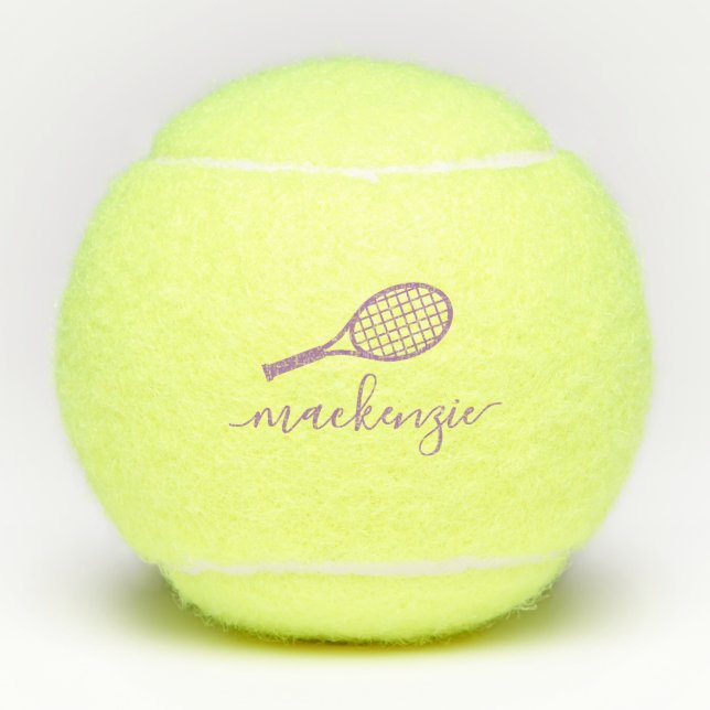 Personalised Elegant Calligraphy Name Lavender Tennis Balls (Front)