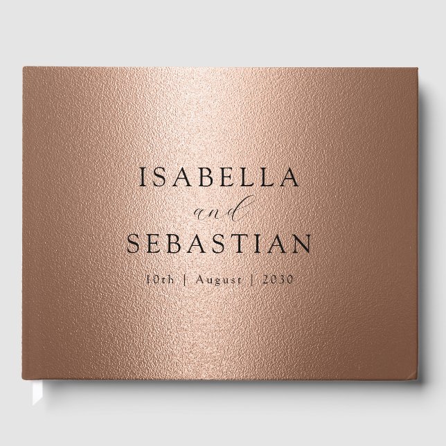 Personalised Elegant Chic Copper Guest Book (Front)