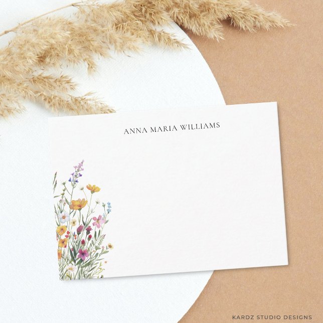  Personalised Elegant Chic Floral Note Card (Card is shown in 3.5 by 2.5 inches. Choose size, paper and corner style.)