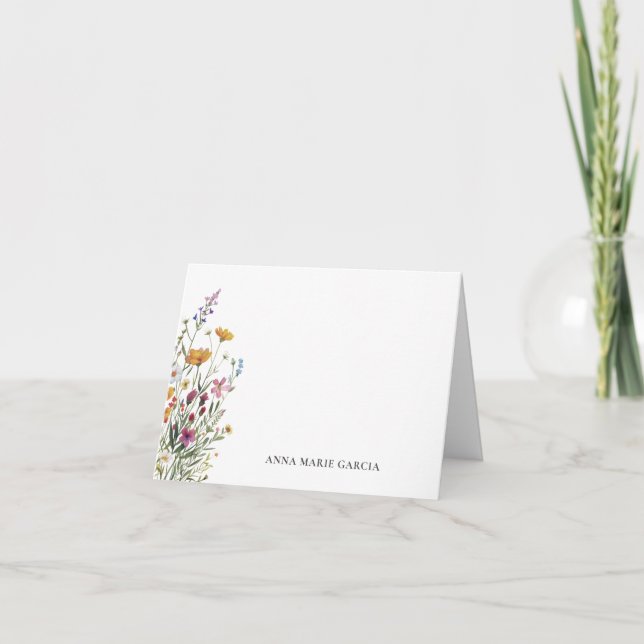 Personalised Elegant Chic Floral Note Card (Front)