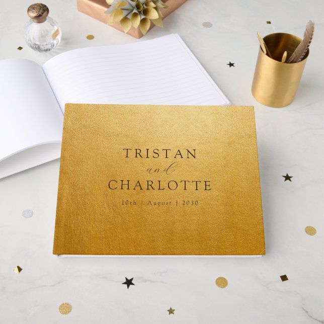 Personalised Elegant Chic Gold Guest Book (Front Open)