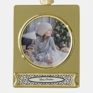 Personalised Elegant Christmas Pattern Gold Plated Banner Ornament