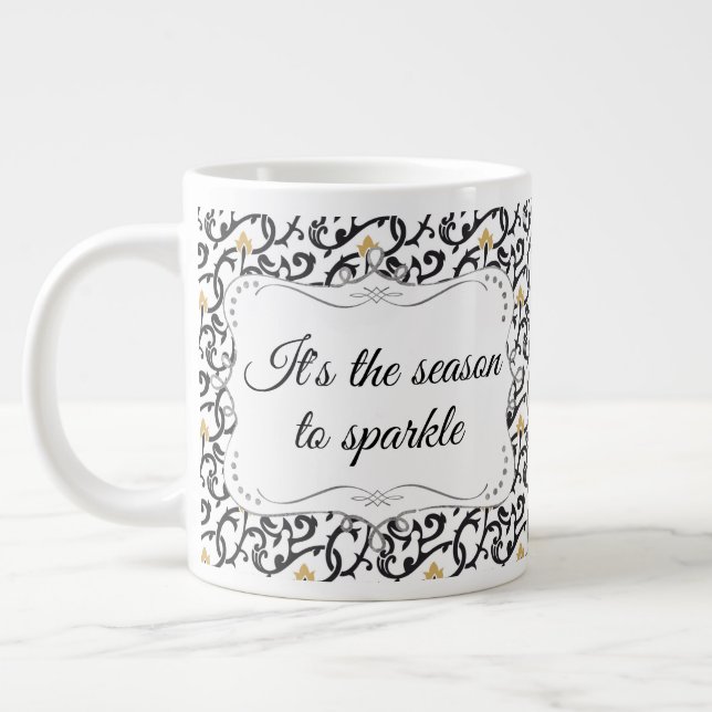 Personalised Elegant Christmas Pattern Large Coffee Mug (Left)