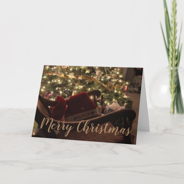 Personalised Elegant Christmas Tree Design Holiday Card (Front)