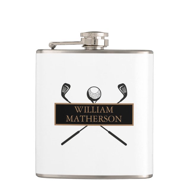 Personalised Elegant Classic Gold and Black Hip Flask (Front)