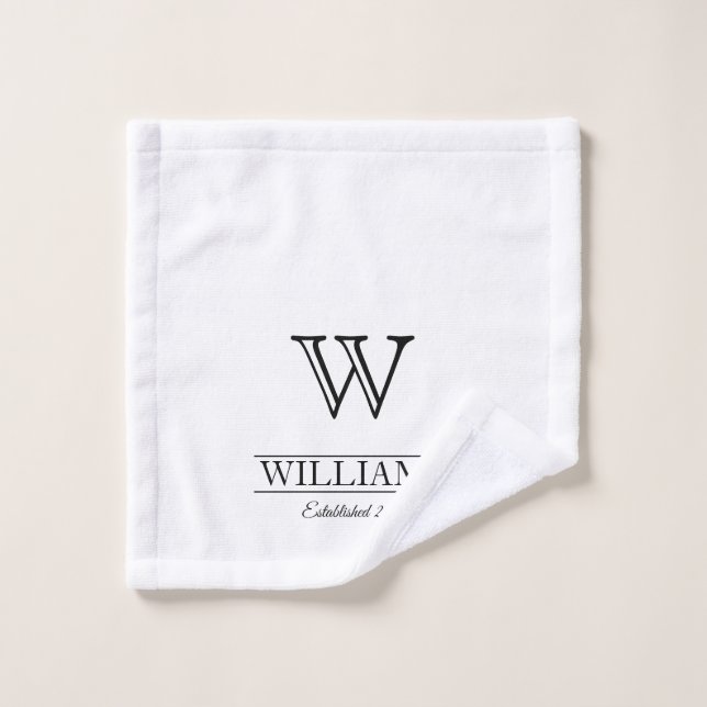 Personalised Elegant Classic Monogram Family Name Wash Cloth (Wash Cloth)