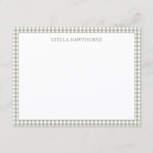 Personalised Elegant Classic Sage Green Gingham Card