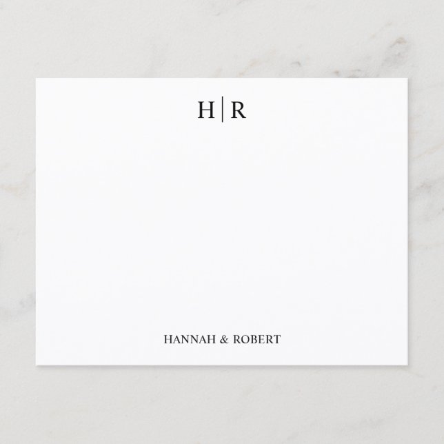 Personalised Elegant Classic Simple Monogram Card (Front)