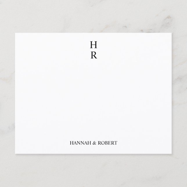 Personalised Elegant Classic Two Initial Monogram  Card (Front)