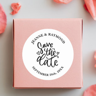 Personalised Elegant Clean Wedding Save the date Classic Round Sticker