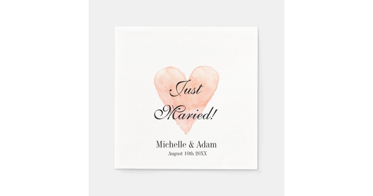 Personalised Elegant Coral Heart Wedding Napkins Zazzle Co Uk