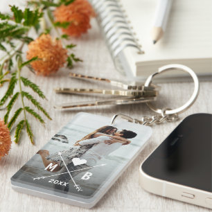 Personalised Elegant Couple Initials Love Heart Key Ring