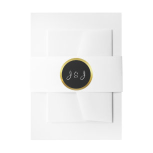 Personalised Elegant Custom Black & Gold Wedding Invitation Belly Band