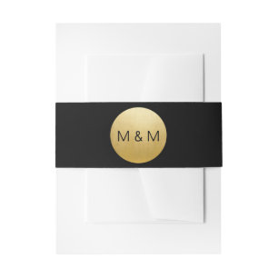 Personalised Elegant Custom Black & Gold Wedding Invitation Belly Band
