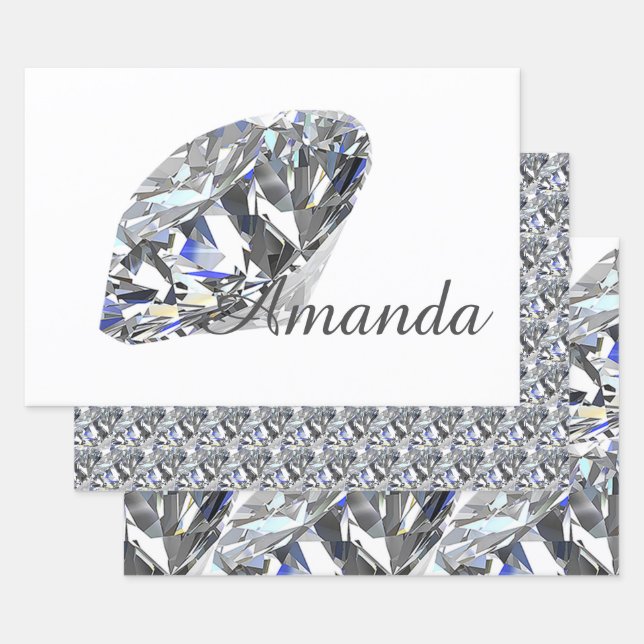 Personalised Elegant Diamonds Wrapping Paper Sheet (Set)